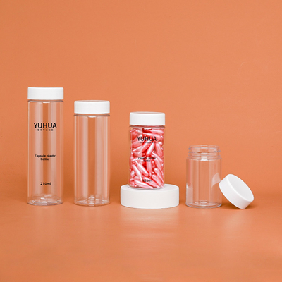Zylinderförmiges Plastikflaschen-Haustier-Material mit weißes Kappe leeres HAUSTIER Plastikflasche