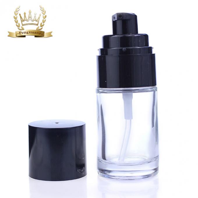 Leeres 30ml, das kosmetische Glas-Flasche der Behälter-Make-upflüssigen grundierung mit schwarzer Pumpe verpackt