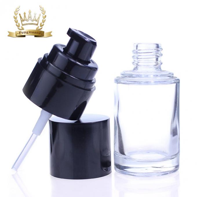 Leeres 30ml, das kosmetische Glas-Flasche der Behälter-Make-upflüssigen grundierung mit schwarzer Pumpe verpackt