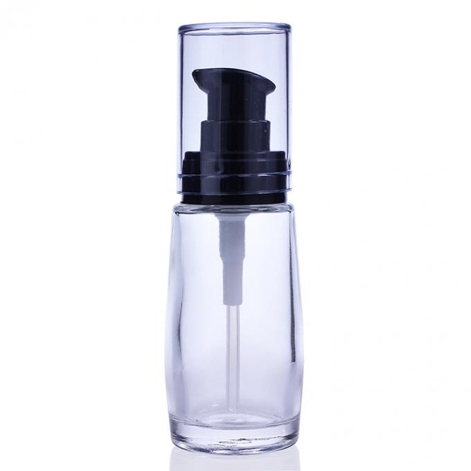 fertigen Sie kosmetische Glasflasche der Grundlage 30ml mit Modepumpe für flüssiges Make-up kundenspezifisch an