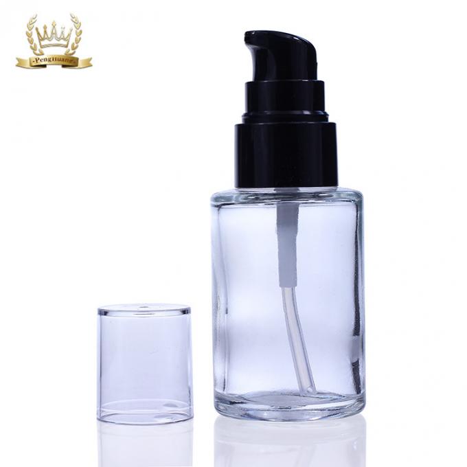 Leere Clear Black-Pumpen-Lotions-Flasche, verpackende Glasflaschen-Kosmetik der flüssigen Grundierung