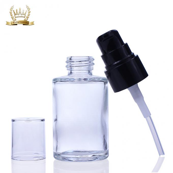 Leere Clear Black-Pumpen-Lotions-Flasche, verpackende Glasflaschen-Kosmetik der flüssigen Grundierung
