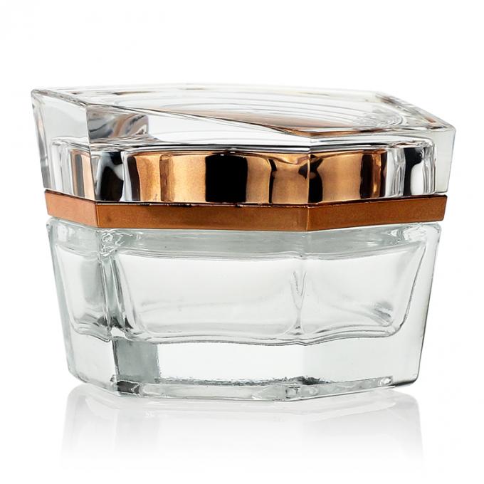 Manufaktur transparentes skincare rüttelt quadratisches kosmetisches Glasglas 50g mit Acrylkappe und Abdeckung