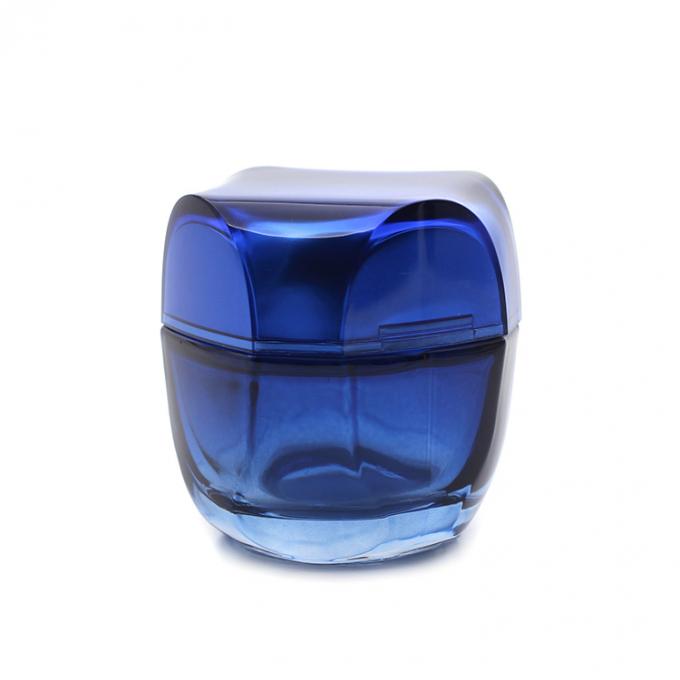 Heißer Verkaufsglas-Glasgefäßsatz des leeren blauen Luxusquadrats 50g der hohen Qualität kosmetischer
