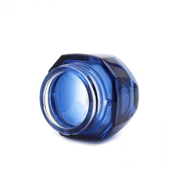 Heißer Verkaufsglas-Glasgefäßsatz des leeren blauen Luxusquadrats 50g der hohen Qualität kosmetischer