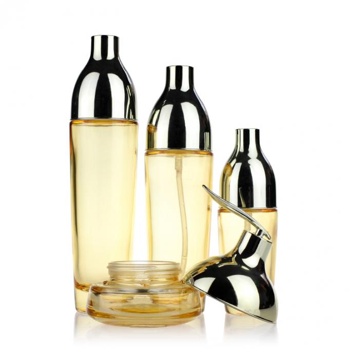 Luxusglaslotions-Flaschen stellten kundengebundene Glascremetiegel sich vorstellen kosmetischen Verpackenbehälter-Satz ein